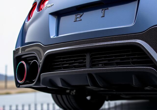 Nissan GTR rear view showing custom exhaust